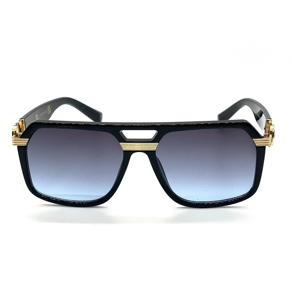 Black Aviator Sunglasses Men Gold Top Bar Designer Fashion Shades  Square Lentes
